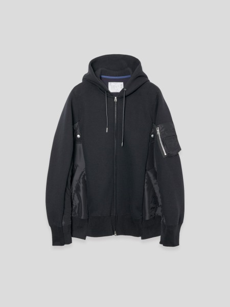 Nylon Twill x Sponge Sweat Hoodie - black