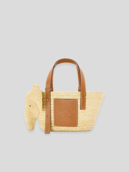 Small Elephant Basket Bag - beige tan