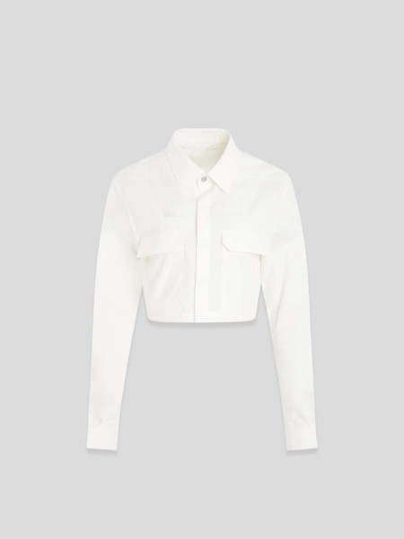 Cropped Woven Shirt - white