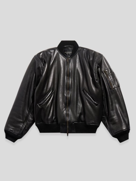 Bomber Leather Jacket - black