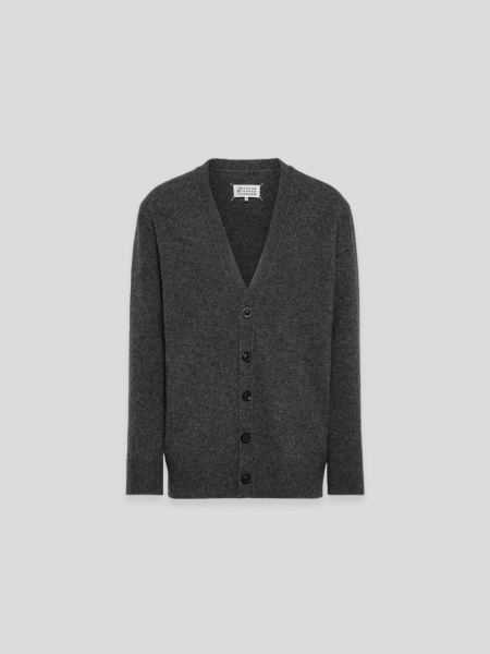 Washed Lambswool Cardigan - charcoal