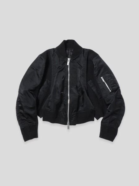 Nylon Twill x Knit Blouson - black