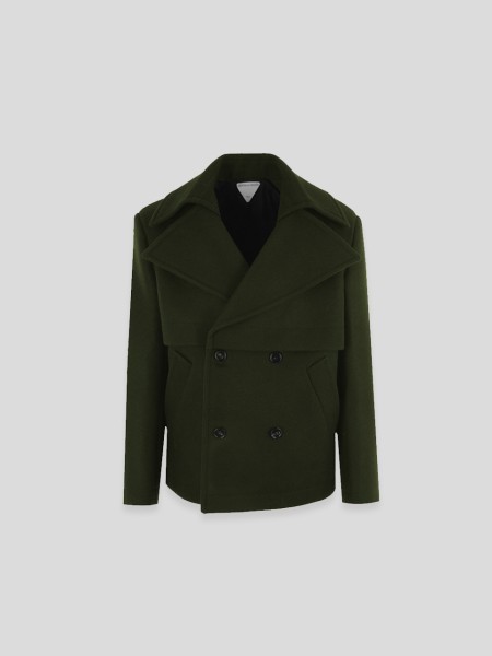 Double Breasted Wool Coat - dark green