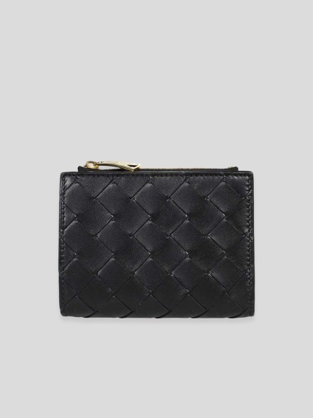 Small Bi-Fold Zip Wallet - black