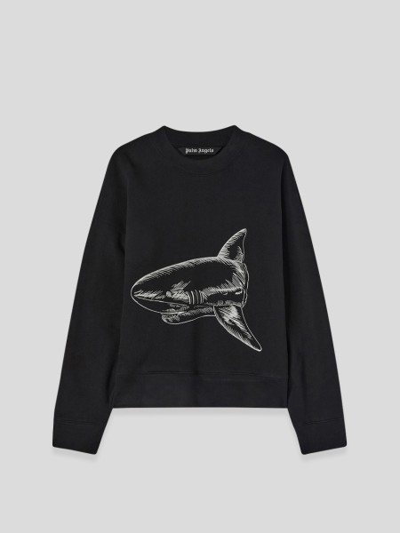 Split Shark Crew Sweater - black white