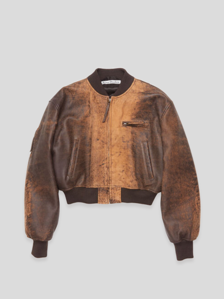Leather Bomber Jacket - brown
