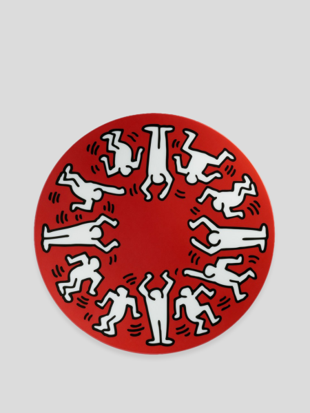 Keith Haring White on Red Plate 27cm - -