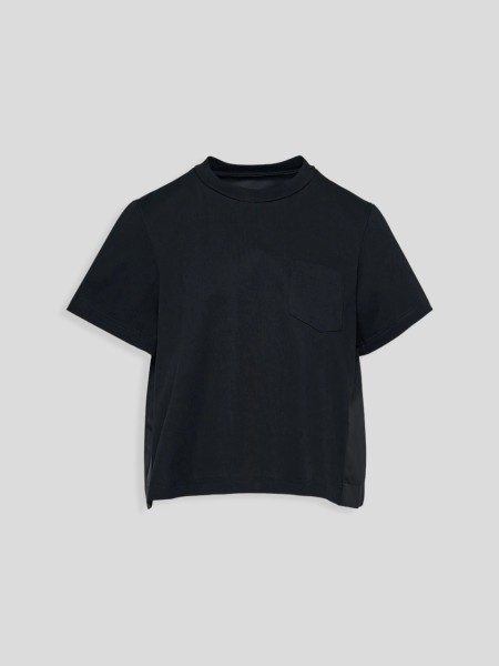Cotton Jersey x Nylon Twill T-Shirt - black