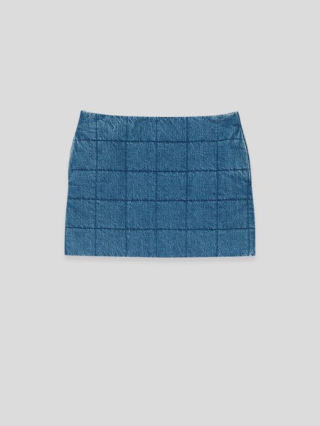 Quilted Denim Skirt - blue