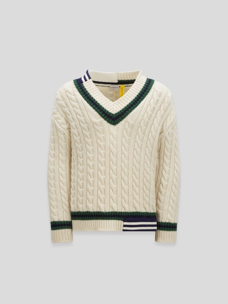 Moncler x Palm Angels Wool V-Neck Sweater - white