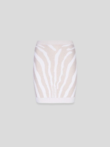 Zebra Knit Short Skirt - white gold