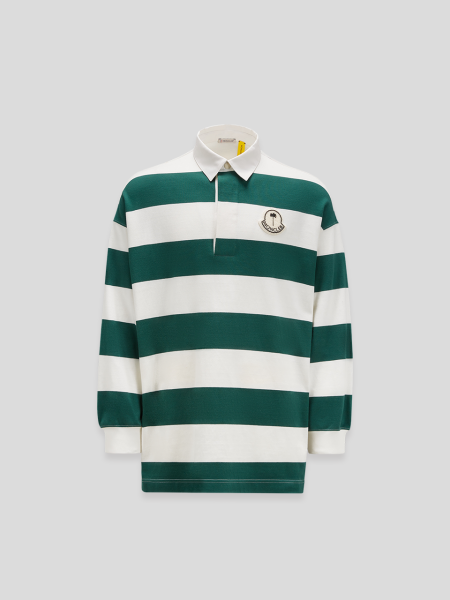 Moncler x Palm Angels Striped Long Sleeve Polo Shirt - green