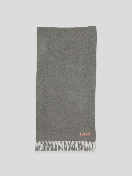 Fringe Wool Scarf - grey