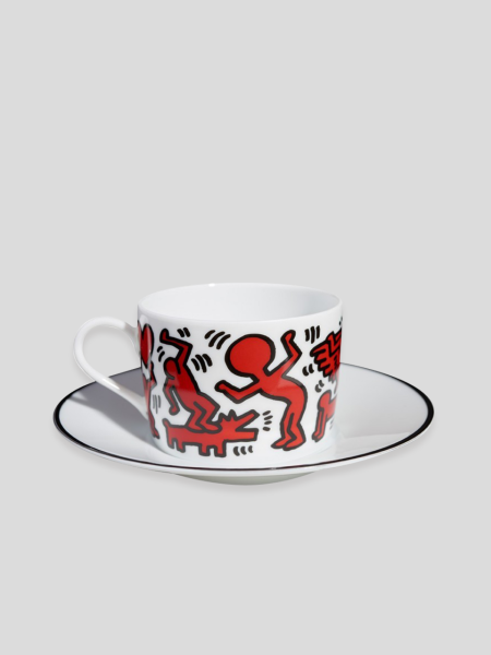 Keith Haring Tea Cup Set Red on White - -