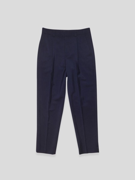 Wool Blend Tailored Trouser - dark blue