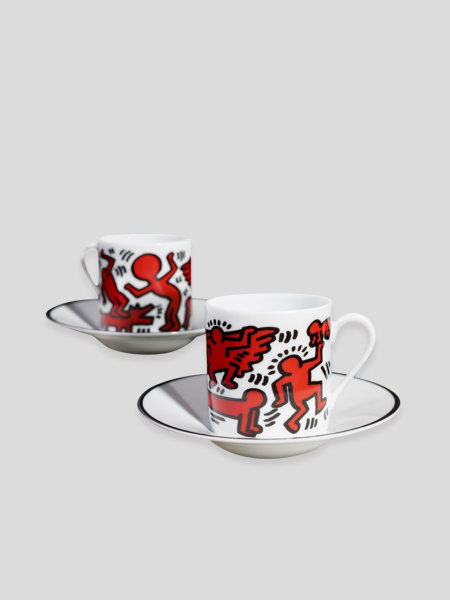 Keith Haring espresso set Red on White - -