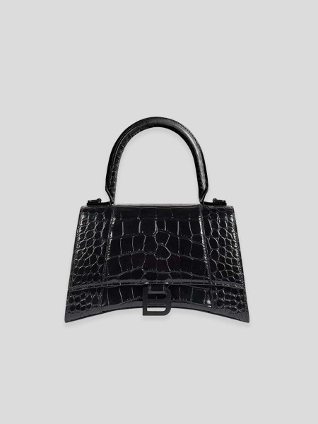 Hourglass Small Crocodile Handbag - Black