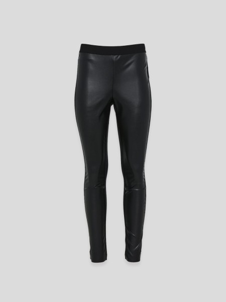 Synthetic Leather Leggings - black