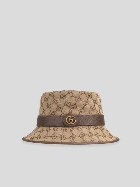 GG Canvas Bucket Hat - brown