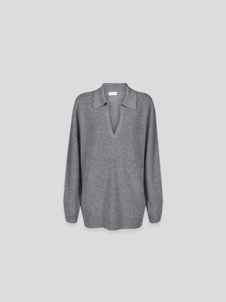 Cashmere Polo Shirt - grey