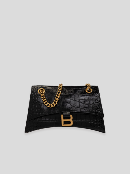 Crush Chain Bag S Croc Embossed - black
