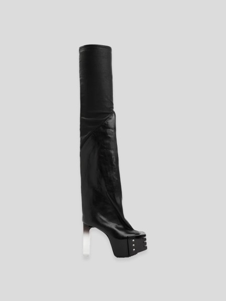 Leather Boots - Oblique Platforms 65mm - black
