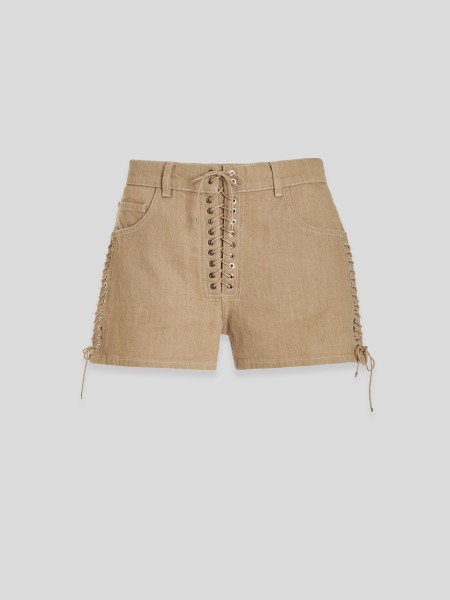 Double Laced Up Shorts - brown