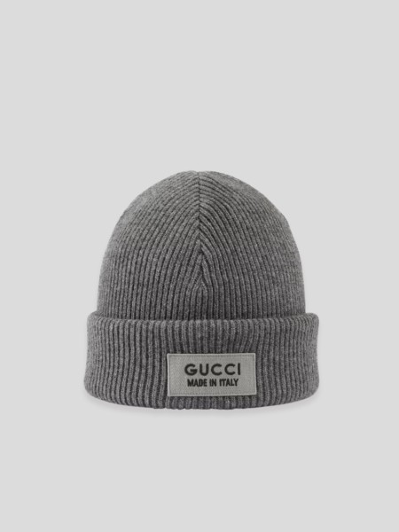 Wool Hat with Patch - grey