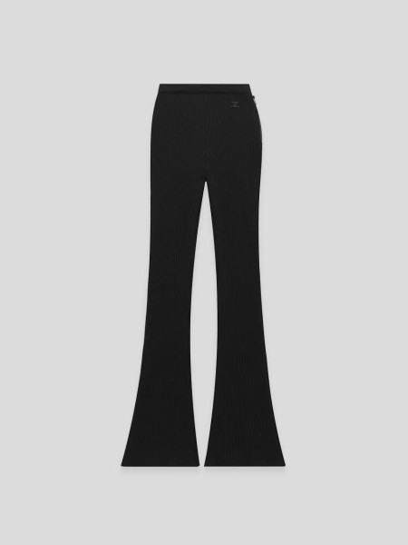 Rib Knit Flare Pants - black