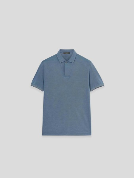 Open Polo Shirt - dove blue