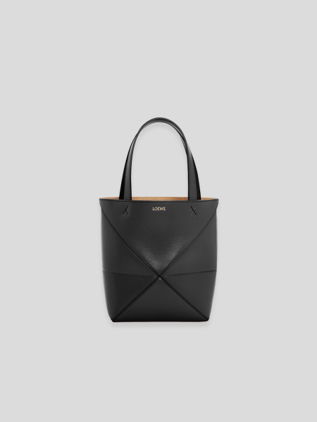 Puzzle Fold Tote Mini Bag - black