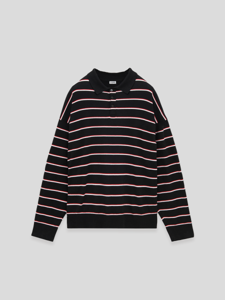 Polo Sweater - black red