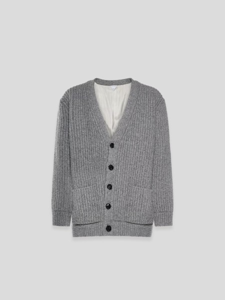 Felted Wool Knit Cardigan - grey