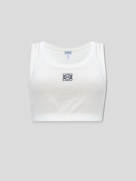 Cropped Anagram Tank Top - white