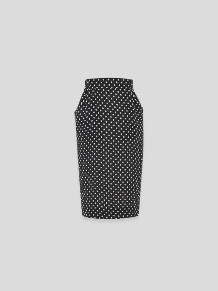 Dotted Pencil Skirt - black beige