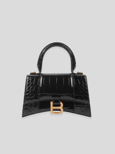 Hourglass XS Crocodile Bag - Black