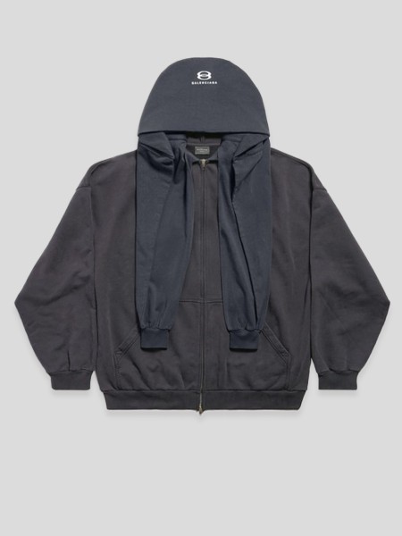 Incognito Zip-Up Hoodie - blue white