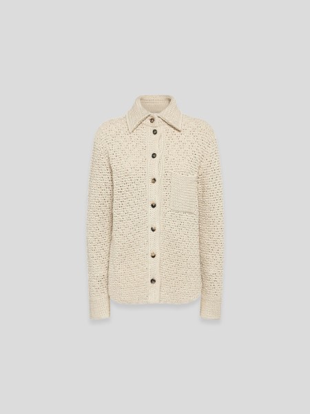 Crochet Knit Shirt - multi beige