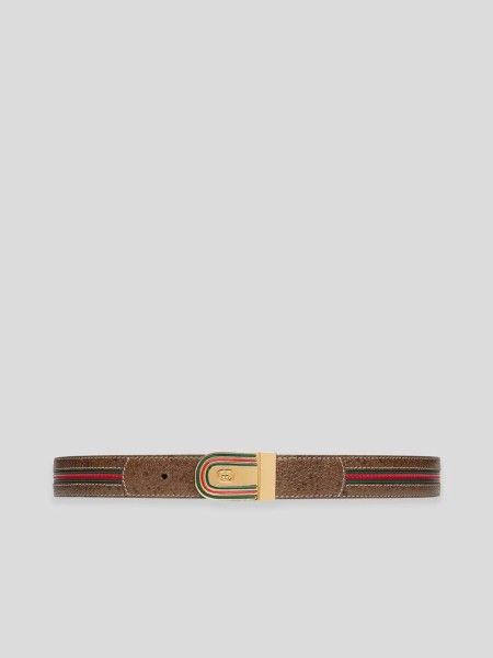 Belt With Interlocking G Buckle - multicolor
