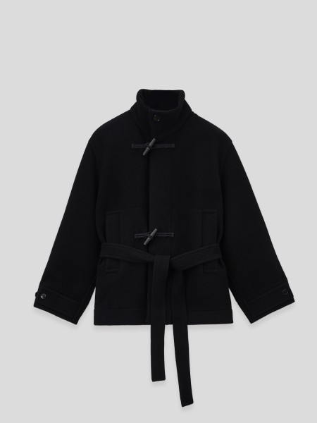 Short Bathrobe Duffle Coat - black