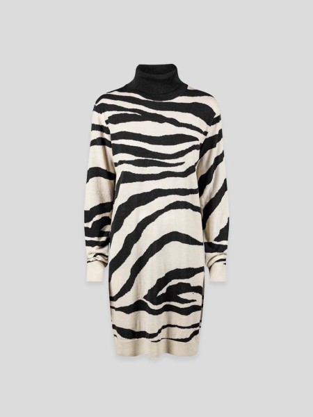 Zebra Knit Dress - ecru